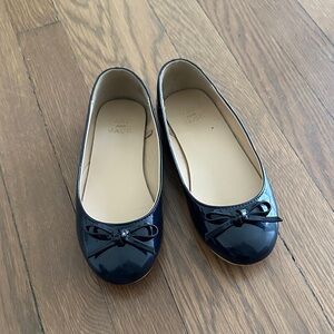 Janie and Jack Navy Patent Ballet Flats with Bow